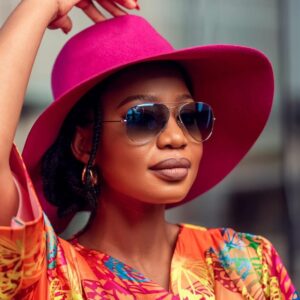 Wrinkled Leather Pink Floppy Hat